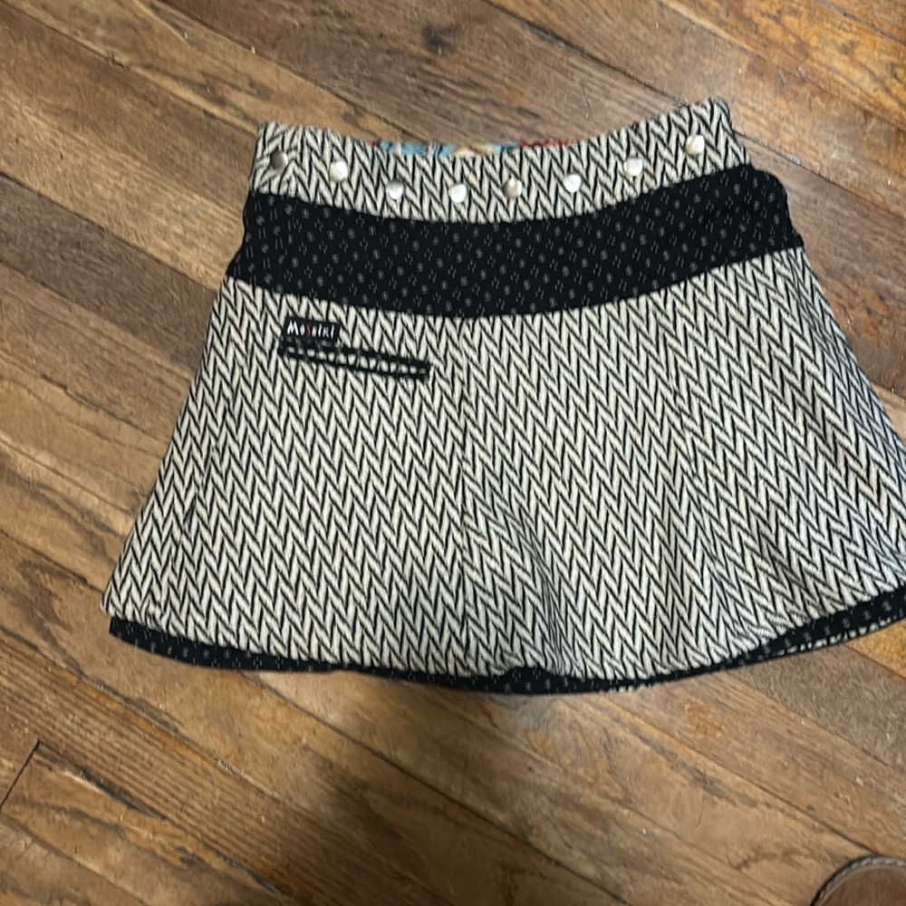 MOSHIKI Funky multi colored reversible skirt wrap skirt.